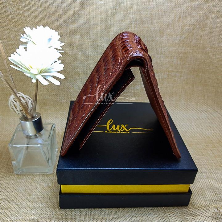 Ví Nam Da cá sấu LuxLeather LM1013 Một mặt - Kiểu ngang - Da Gù nguyên con