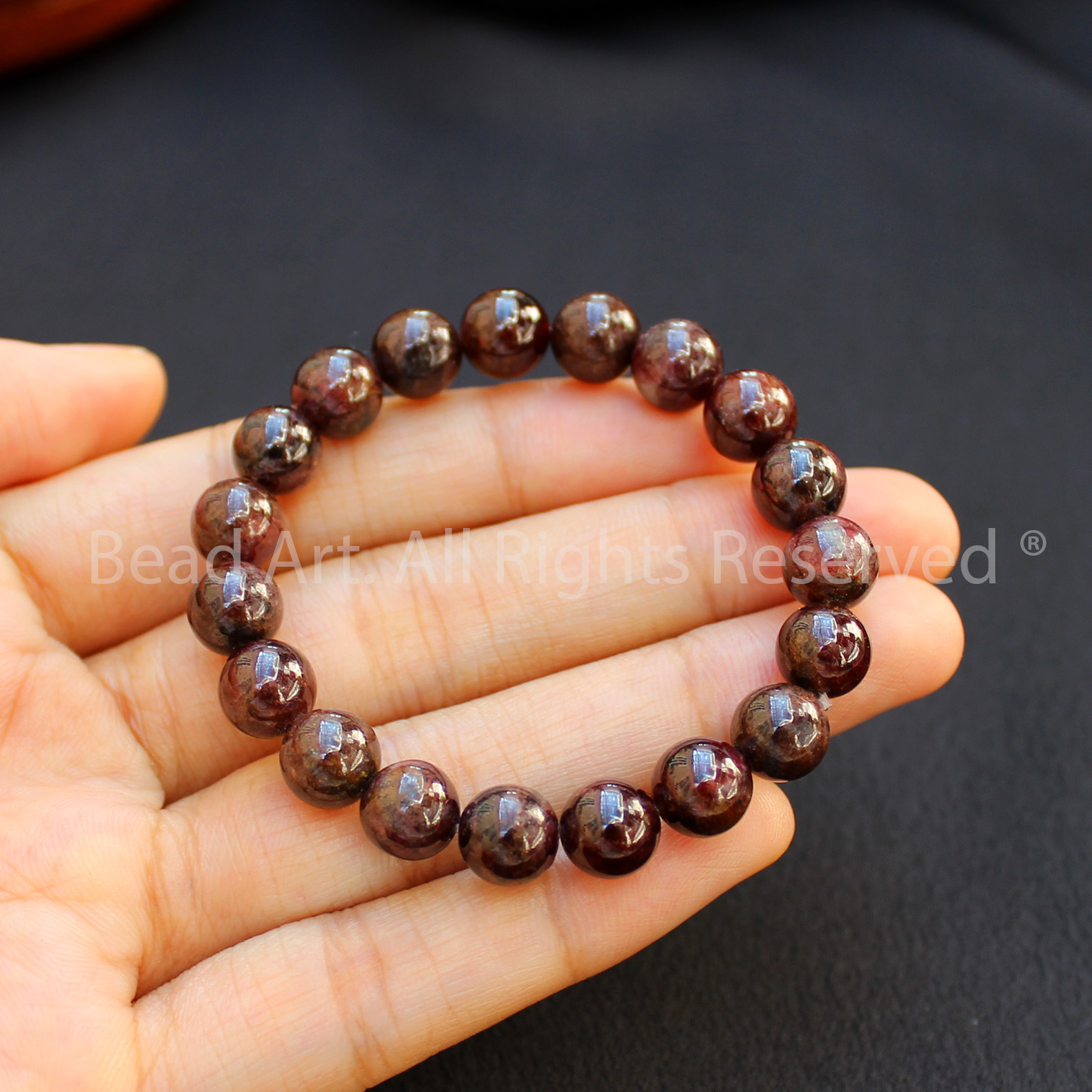 Vòng Tay 8MM Đá Garnet, Ngọc Hồng Lựu Tự Nhiên Loại B, Vòng Tay Phong Thuỷ, Chuỗi Hạt, Mệnh Hoả, Thổ - Bead Art