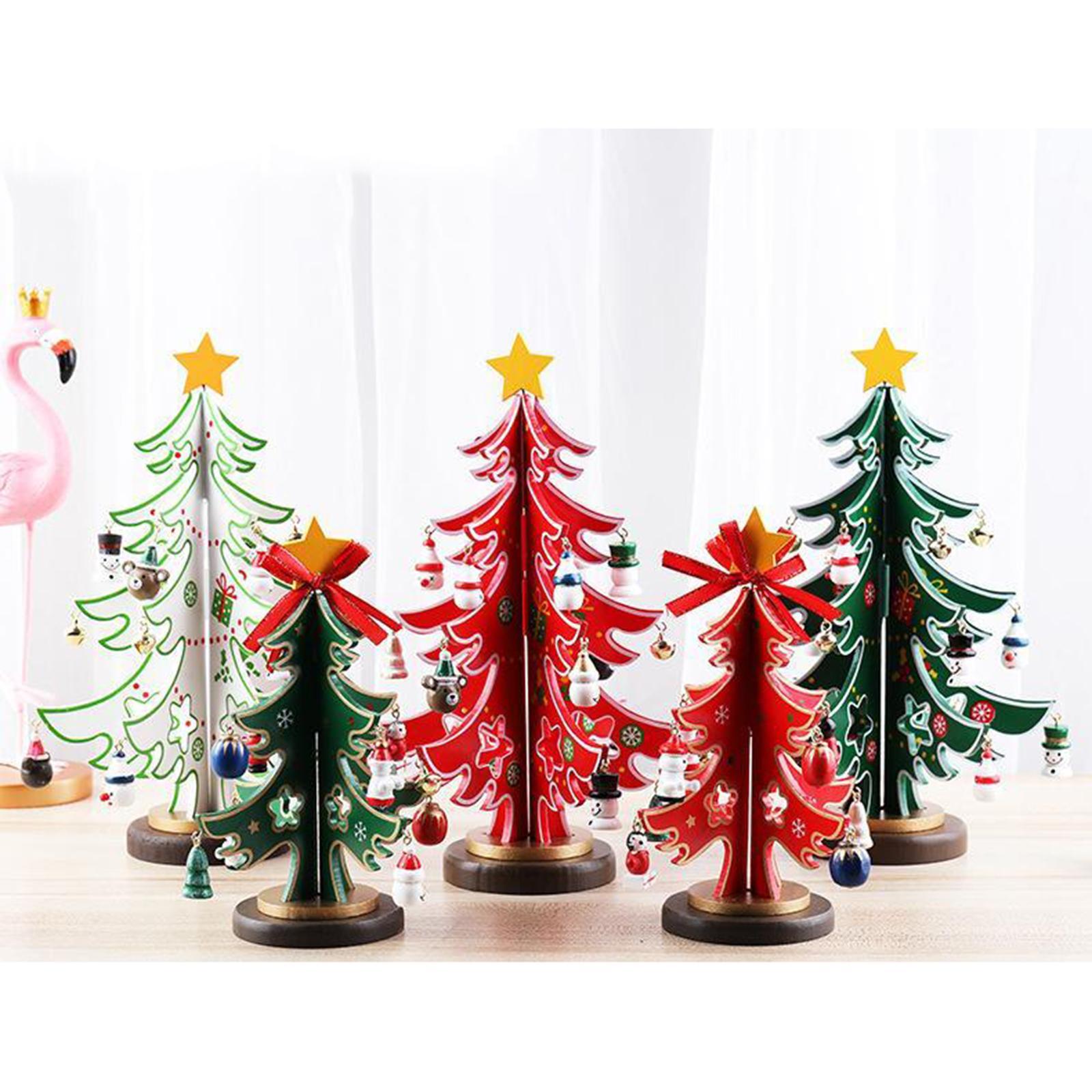 Trang trí cây thông Noel bằng gỗ để bàn Tượng trang trí cây thông Noel tự làm