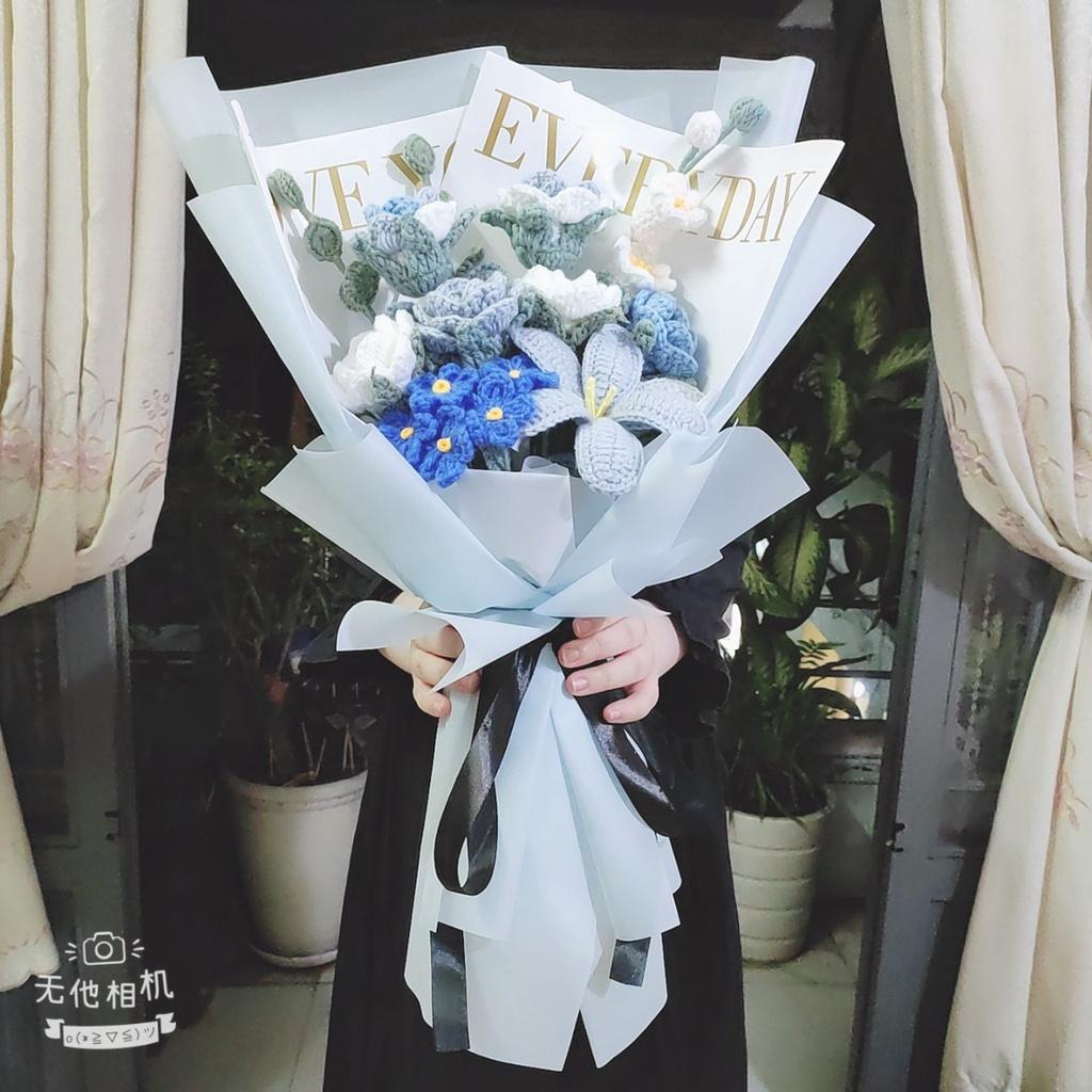 Bó hoa len size lớn thủ công handmade Quà tặng dịp sinh nhật, kỷ niệm, valentine...