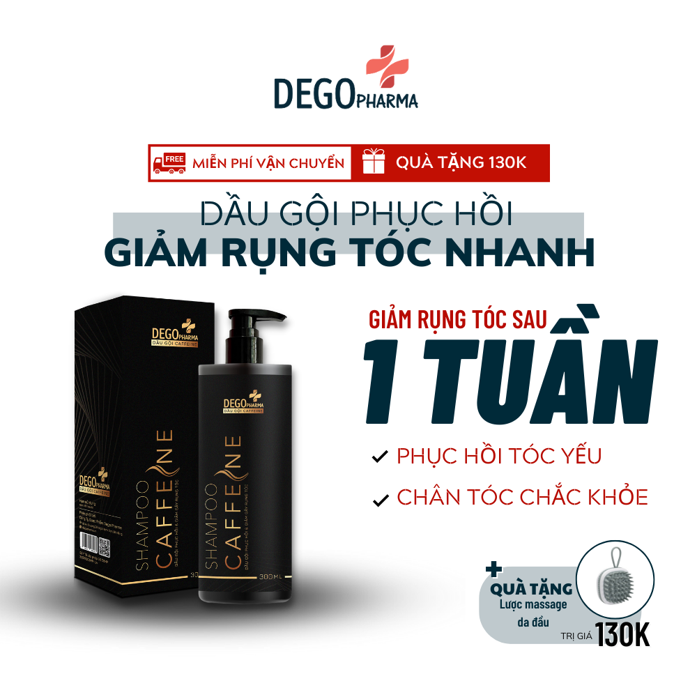 Dầu gội ngăn rụng tóc Caffeine Dego Pharma 300ml - giảm rụng & phục hồi tóc hư tổn, kích mọc tóc, dưỡng tóc mềm mượt