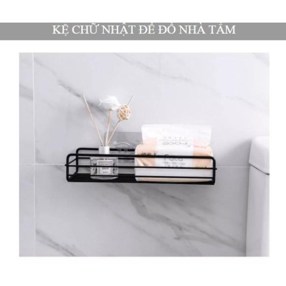 VB48 Kệ nhà tắm chữ nhật TẶNG Miếng Dán Siêu Dính, KHÔNG KHOAN ĐỤC kệ nhà tắm, phòng bếp KHÔNG RỈ