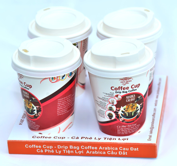 Cà Phê Túi Lọc Arabica Cầu Đất ly giấy - Khay 4 ly