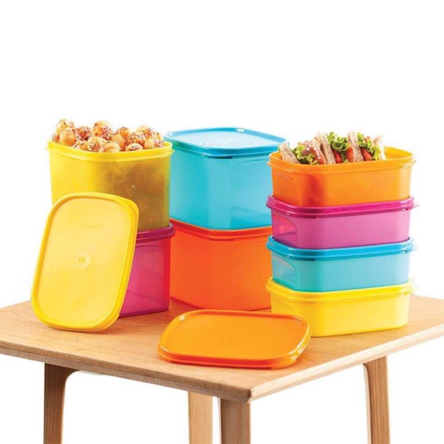 Bộ Hộp Bảo Quản Thực Phẩm Color Rectangular Set 8 Tupperware, Hộp Trữ Khô, Nhựa Nguyên Sinh Cao Cấp