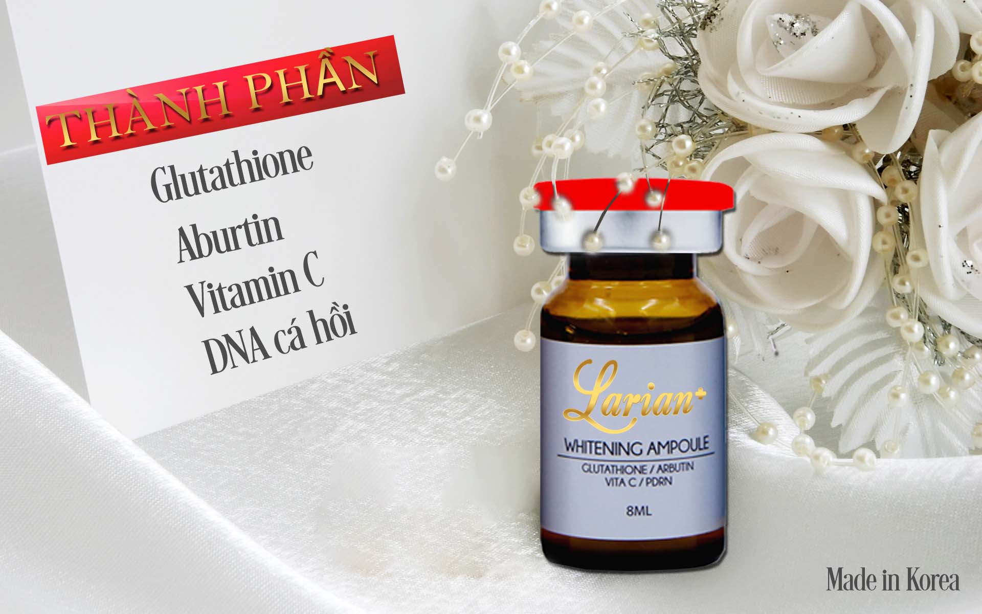 Tế Bào Gốc lăn kim Larian Whitening Ampoule Serum DNA Cá Hồi (Sản Phẩm Chuyên Dùng Cho da nám, tàng nhang)