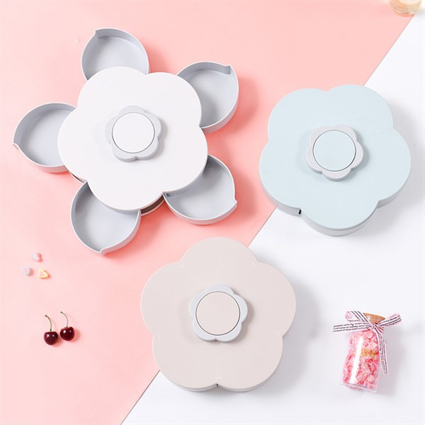 Khay Đựng Mứt Bánh Kẹo Hình Hoa Xoay Có Giá Để Điện Thoại TẶNG KÈM bộ 10 bao lì xì