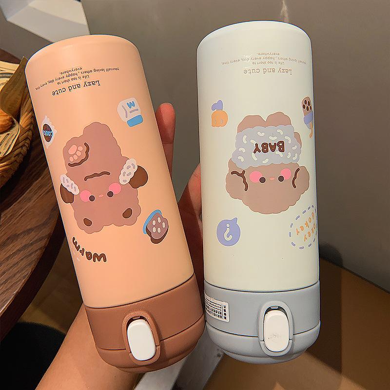 350Ml RaccoonThermos Cốc Di Động Dễ Thương Cách Nhiệt Cốc Bình Giữ Nhiệt Chân Không Thép Không Gỉ Nhiệt Bình Tumbler Thermocup