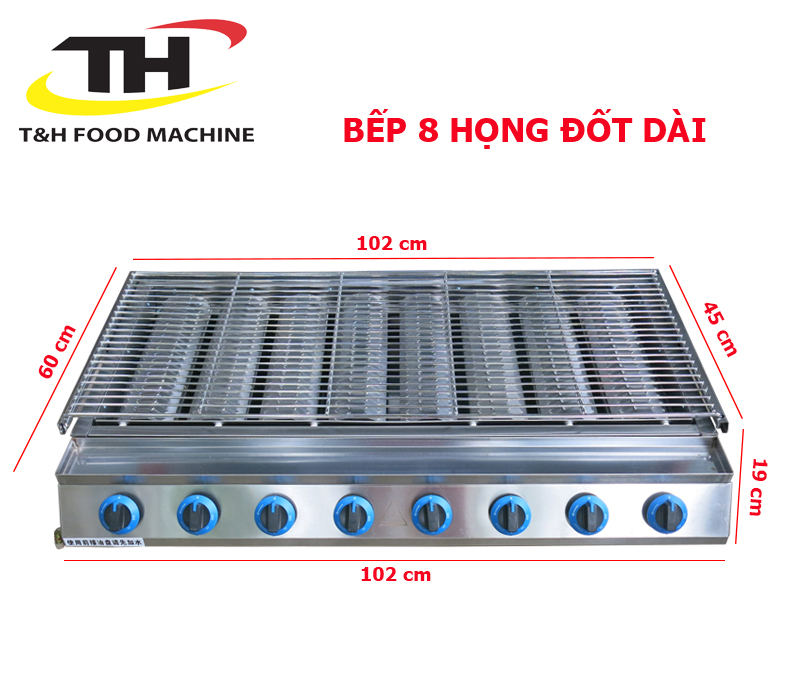 Bếp nướng gas hồng ngoại 8 họng đốt dài