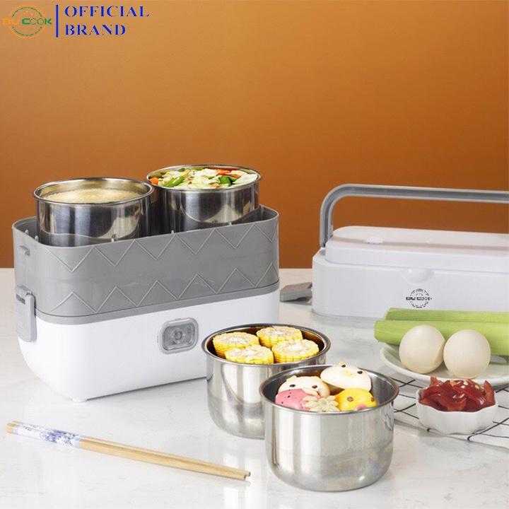Hộp Cơm Giữ Nhiệt Cắm Điện Hâm Nóng Thức Ăn 2 Tầng Inox BUCOOK DFH-C02 Cho Dân Văn Phòng