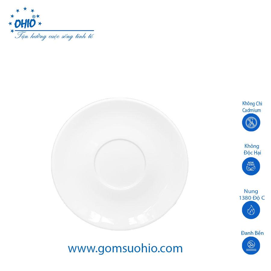 Combo Bộ Đồ Ăn Chén Cơm, Muỗng, Đĩa kê, Gác Muỗng Đũa Sứ Trắng OHIO