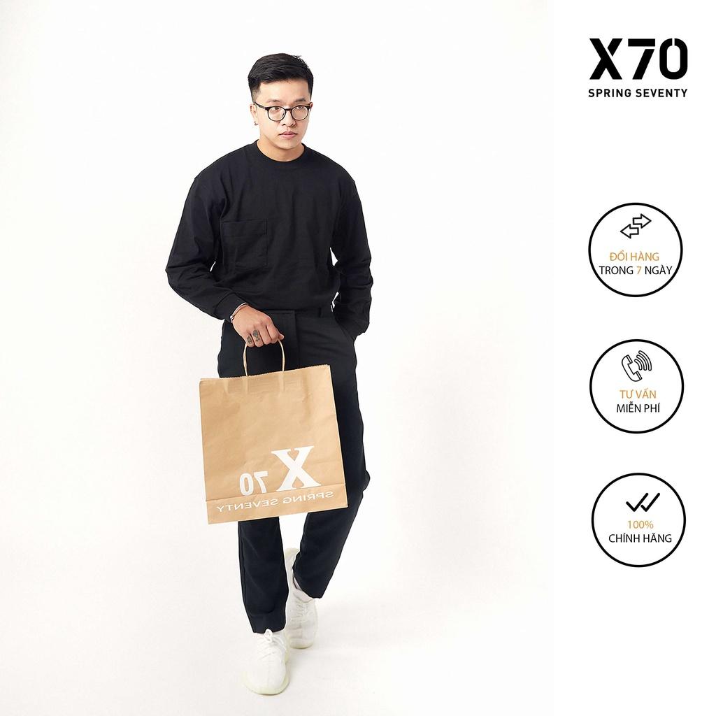 Áo Thun Nam Trơn Kiểu Dáng Cổ Tròn Tay Dài Thiết Kế Có Túi Thời Trang X70 - 06390047