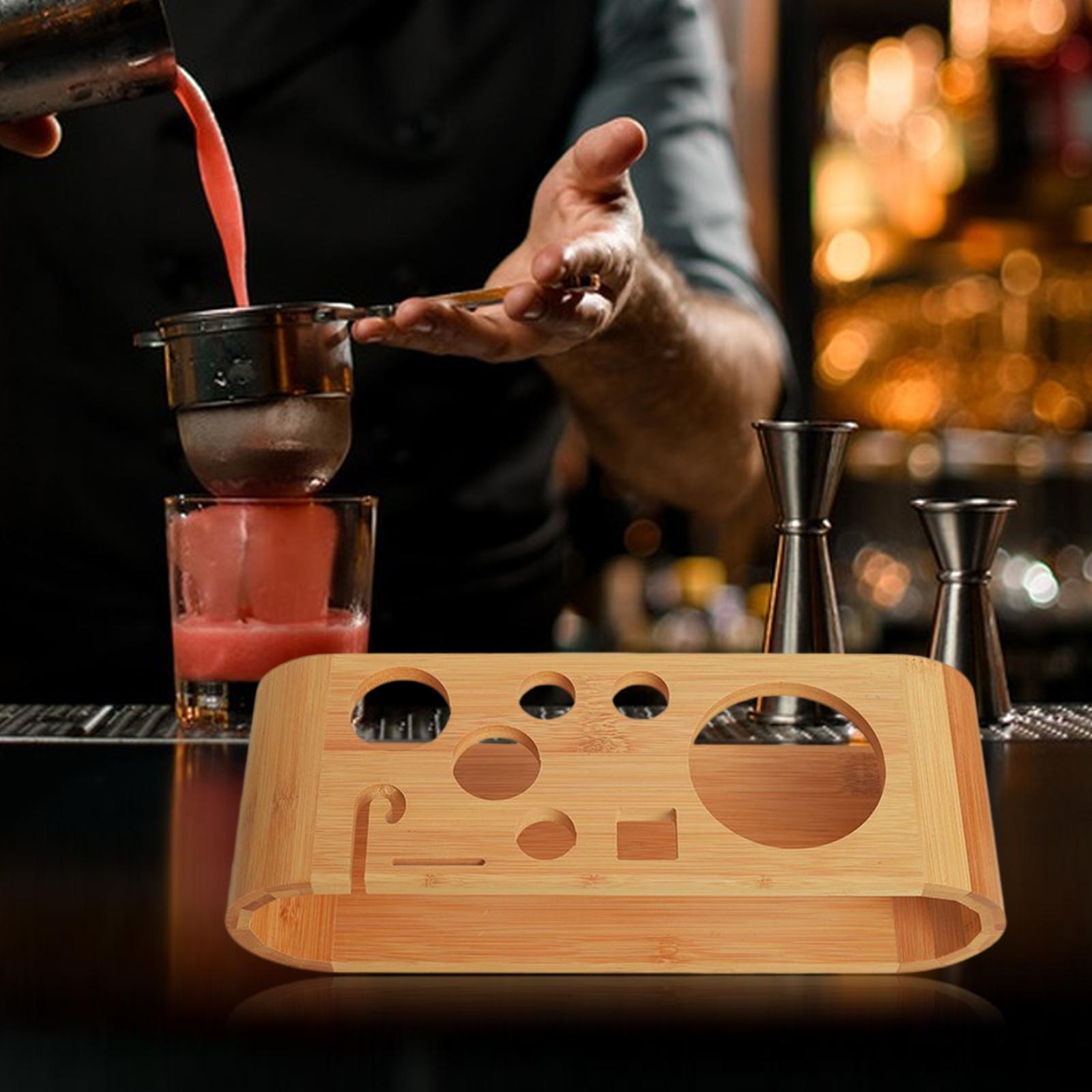 Cocktail Shaker Wooden Rack Gift Desktop Durable Barware Drinkware Set for Kitchen Home