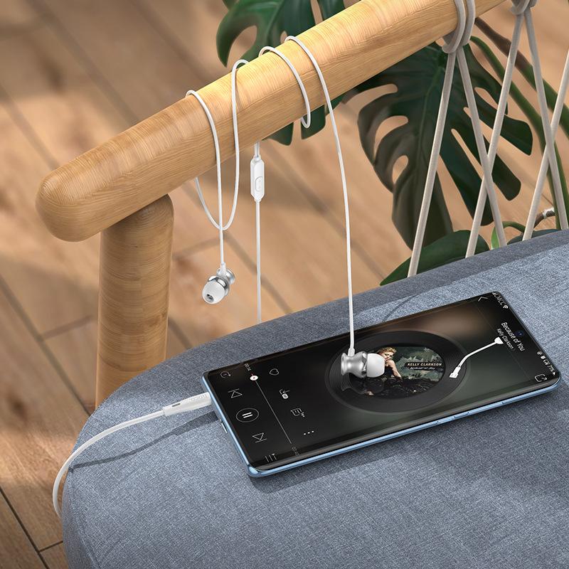 Ưu đãi đặc biệt HOCO hoco M106 dây kim loại mới điều khiển với lúa mì tai nghe in-ear 3.5mm tai nghe nhạc chạy đa năng