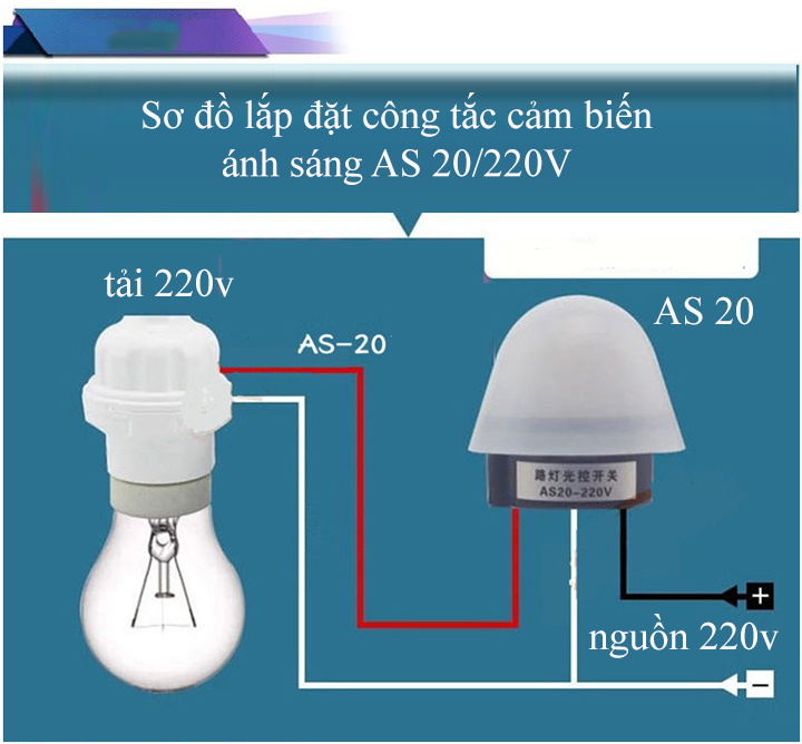 Công tắc cảm biến ánh sáng tự động bật tắt đèn ngoài trời AS-20 AS20 AC220V