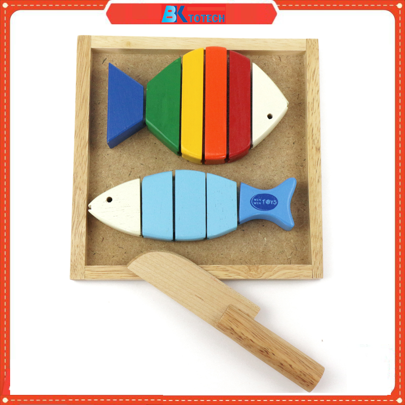 Đồ chơi cắt cá gỗ cho bé, Bộ cắt 2 cá - Đồ chơi gỗ Winwintoys