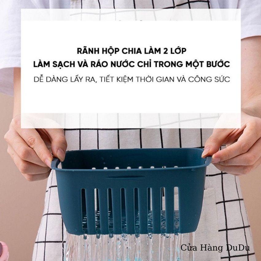 Rổ Đựng Hoa Quả Vuông 2 Tầng Ráo Nước