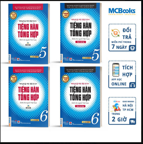 Combo 4 Cuốn Tiếng Hàn Tổng Hợp Cao Cấp 5 và 6 Bản Màu - Học Kèm App Và Bài Giảng Online.Tặng bút và sổ tay MHBooks