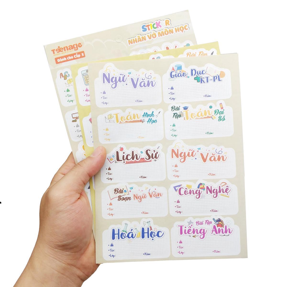 Sticker Nhãn Vở Môn Học - Teenage NV-07 - Cấp 3 (3 Tờ/Xấp)