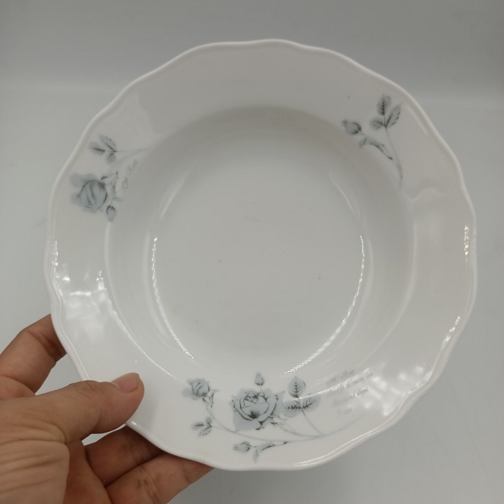Đĩa Sứ Sâu Lòng Hoa Hồng Đen Hàng Nhập Khẩu Cao Cấp