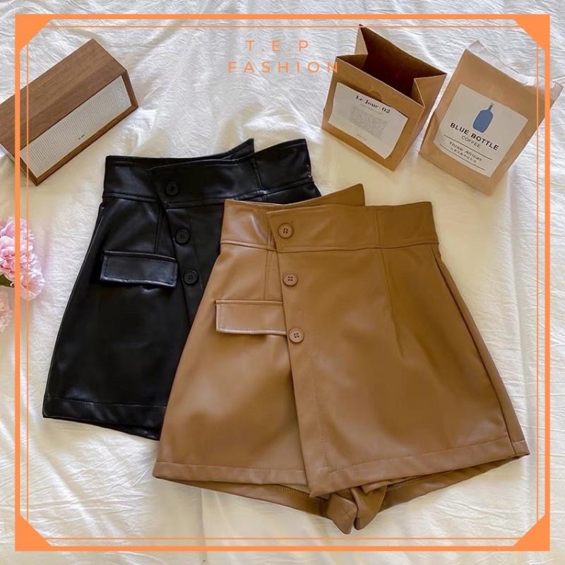 Quần Váy Da Nữ Lưng Cao 2 Túi Thời Trang TEP FASHION QV-D2C05