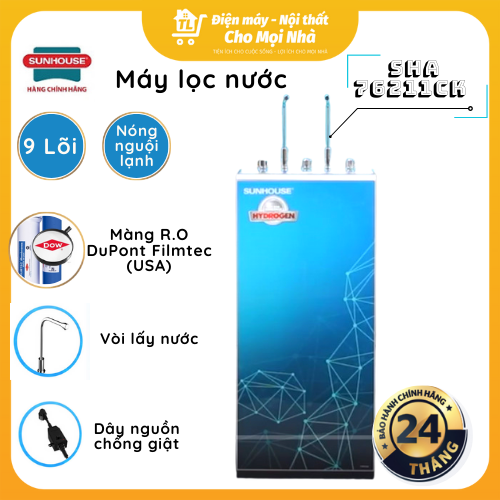 Máy Lọc Nước R.O Nóng Lạnh 9 Lõi Sunhouse SHA76211CK - Hàng Chính Hãng