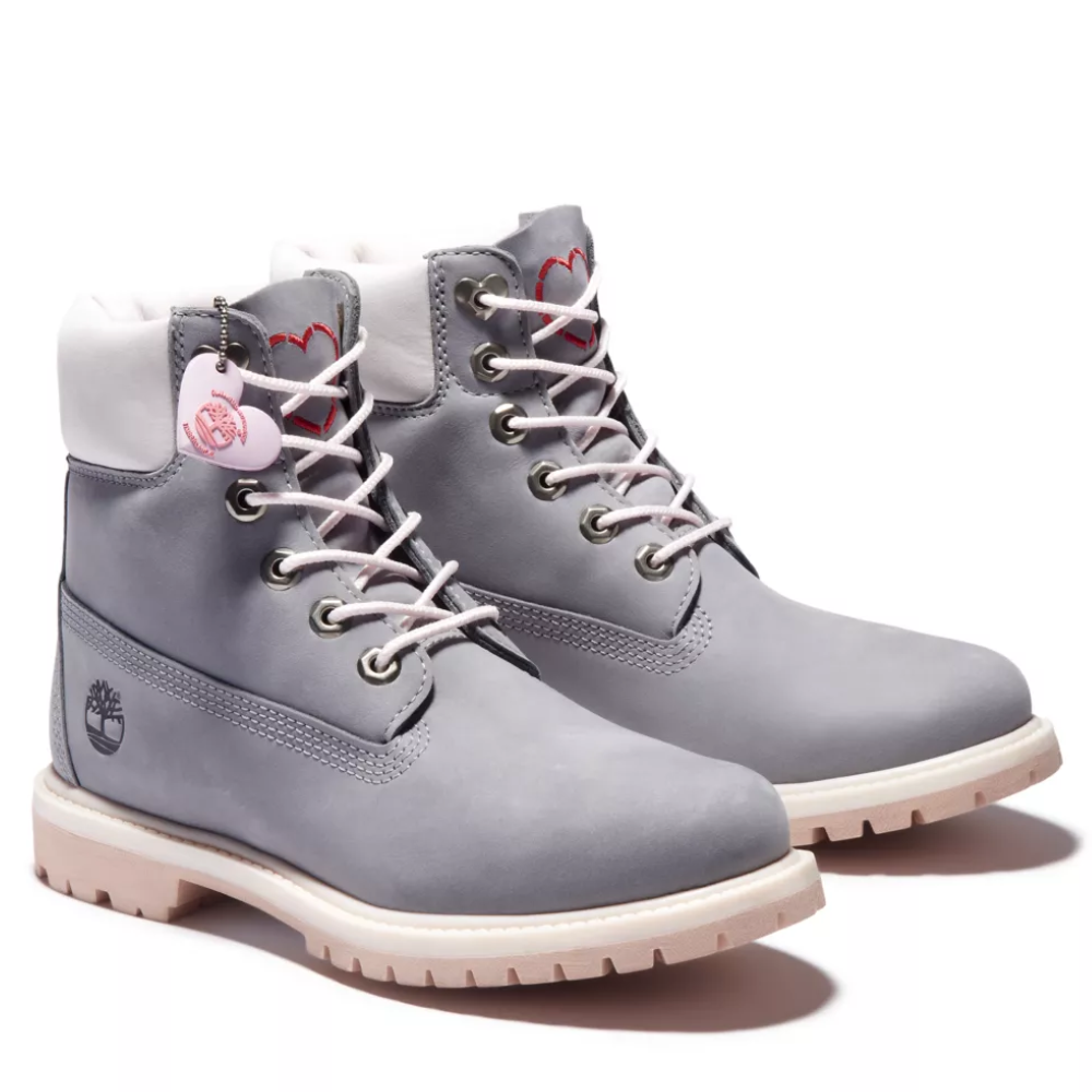 Original Giày Boot Nữ Cổ Cao Timberland 6 inch Premium Boot W Medium Grey Nubuck TB0A2B2Q09