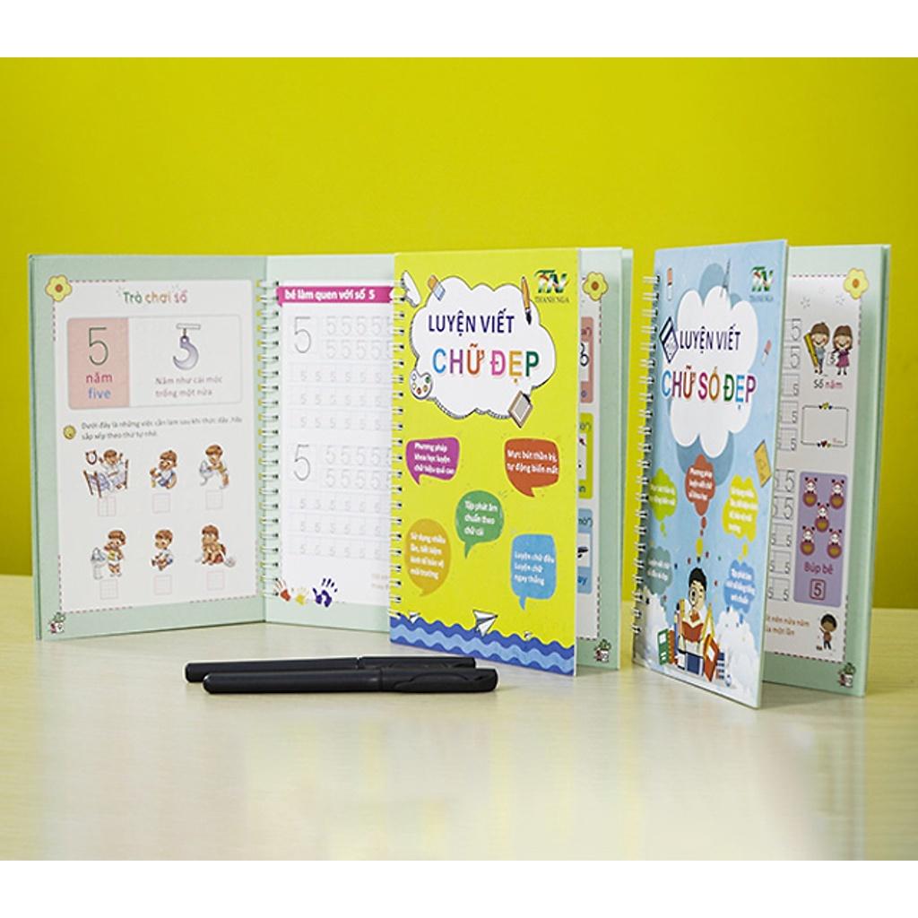 Bộ tô nét, chữ, số thông minh tự xóa- set 3c kèm phụ kiện Thanh Nga