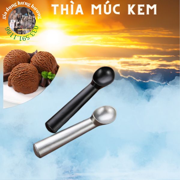 Muỗng múc kem sữa chua trân châu gang đúc