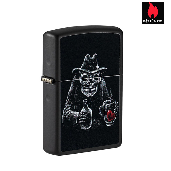 Bật Lửa Zippo 49254 – Zippo Bar Skull Design Black Matte