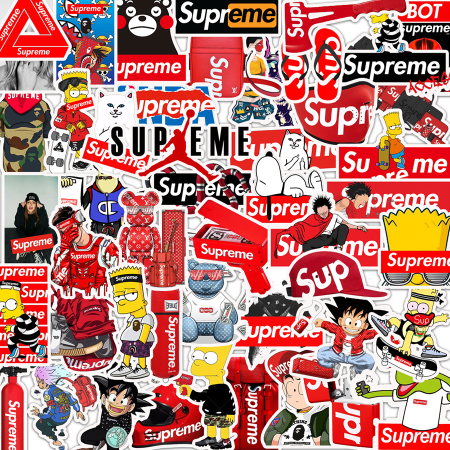 Bộ 50 Miếng Dán Sticker Supreme Hoạt Hình