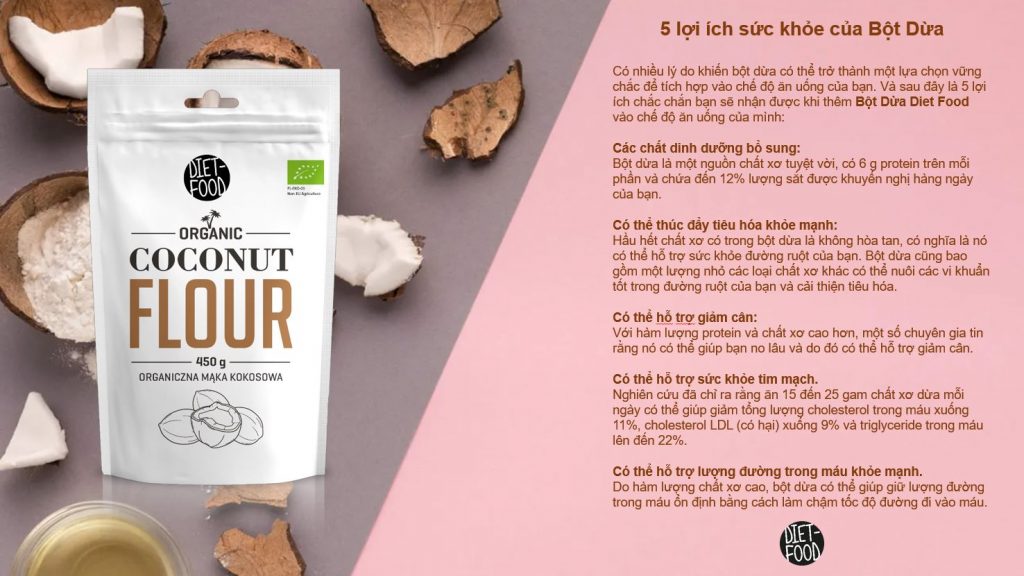 Bột Dừa Hữu Cơ Diet Food Organic Coconut Flour 450g