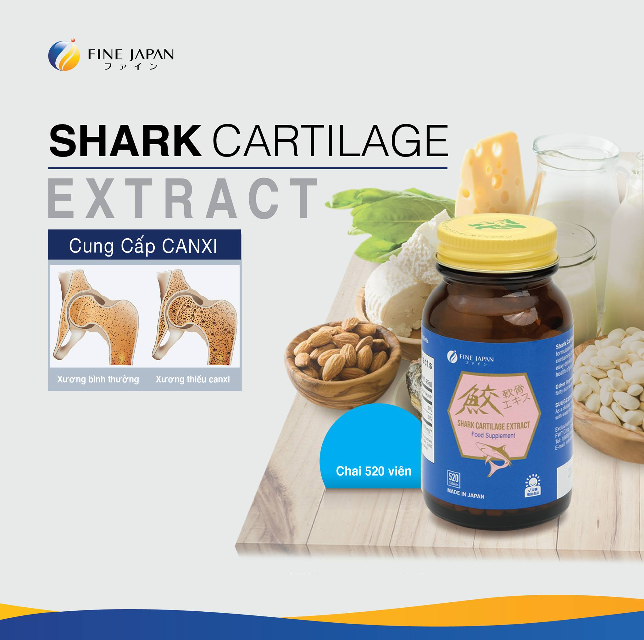 Viên uống bổ xương khớp Shark Cartilage Fine Japan - Nhật Bản