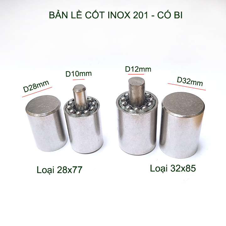 01 Bản lề cối xoay inox 201 có vòng bi, đường kính 28-32mm tùy chọn