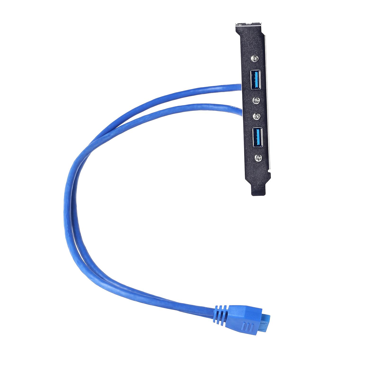 USB 3.0 Dual Port PCI Bracket Cable Motherboard to Back of Computer Case 20pin Header Connector Cable Adapter