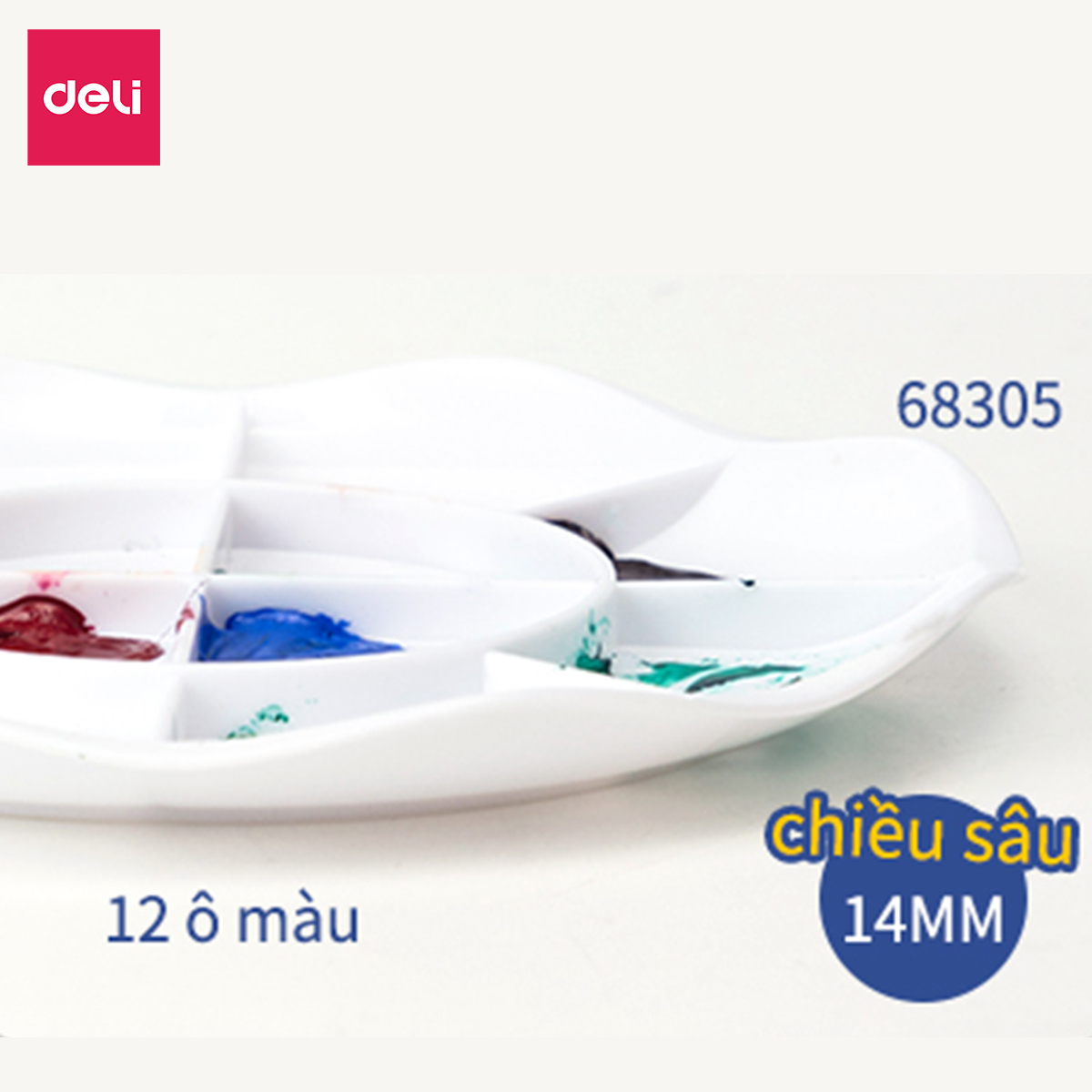 Khay Pha Màu Deli - 12 Ngăn - 1 Chiếc - 68305