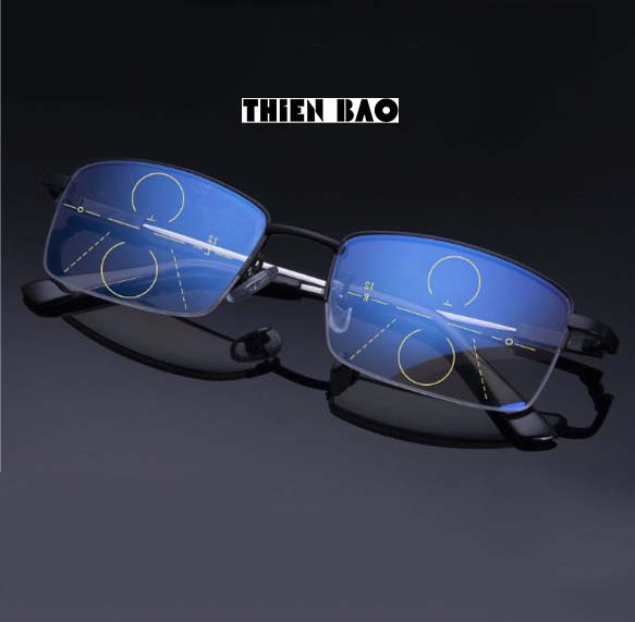 Kính lão thị, viễn thị nửa viền KVM367Đ NAM NỮ xẻ cước cực đẹp, càng TITANIUM siêu dẻo chuẩn độ Nhật bản loại I