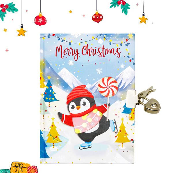 Sổ Nhật Ký Có Khóa Merry Christmas - MP CH24078 - Chim Cánh Cụt