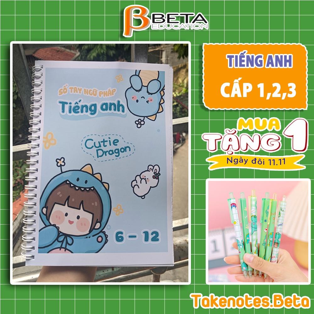 Sổ takenote Tiếng anh cấp 2, sổ tay ghi chép kiến thức tiếng anh từ lớp 6 đến lớp 9 trang trí sticker dễ thương BETA