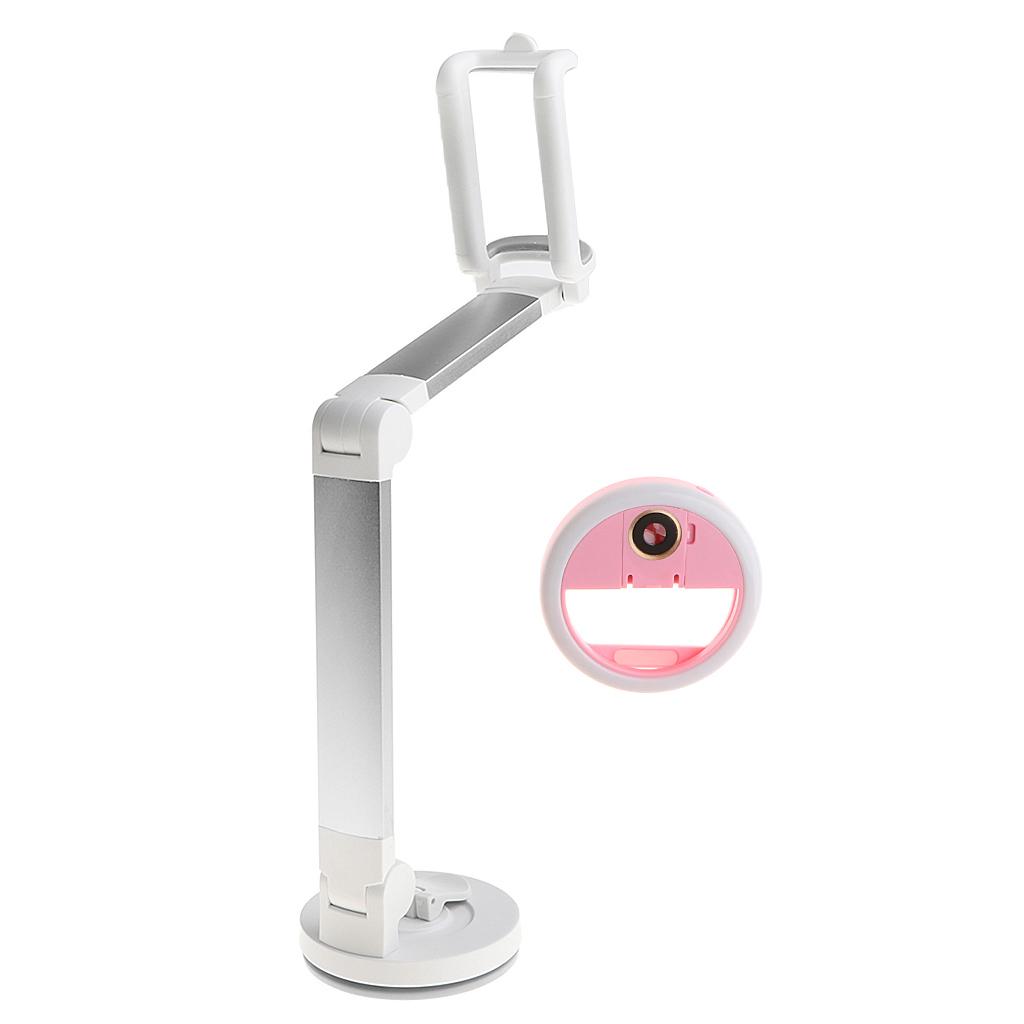 Phone Holder Cradle Flexible 360 Rotating Holder with Fill Light Len