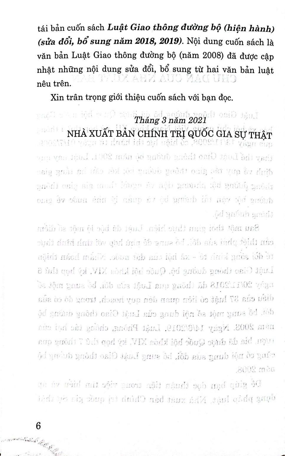 Luật giao thông đường bộ (hiện hành) (sửa đổi, bổ sung năm 2018, 2019)