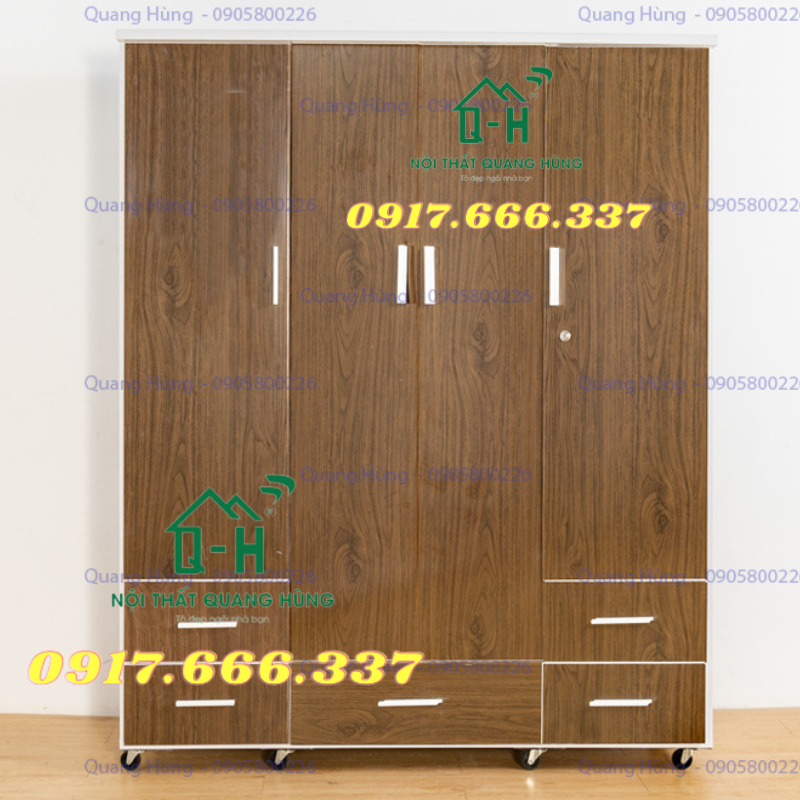 TỦ NHỰA ĐÀI LOAN 4 CÁNH MÀU NÂU ĐỰNG QUẦN ÁO CHO GIA ĐÌNH