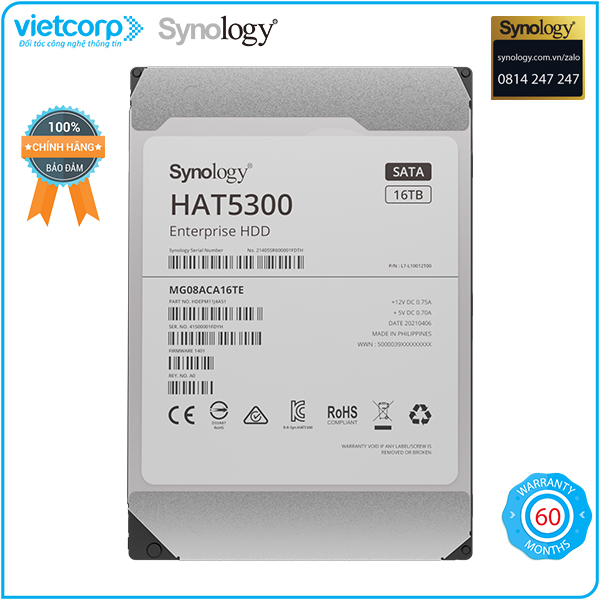 Ổ cứng NAS Synology HAT5300-16T 3.5 Sata 3 - Hàng Nhập Khẩu