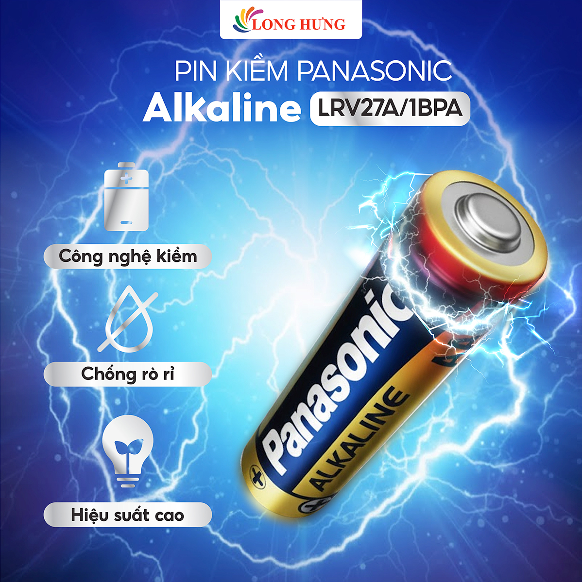 Vỉ Pin kiềm Panasonic Alkaline 27A 12V LRV27A/1BPA (1 viên/5 viên) - Hàng chính hãng