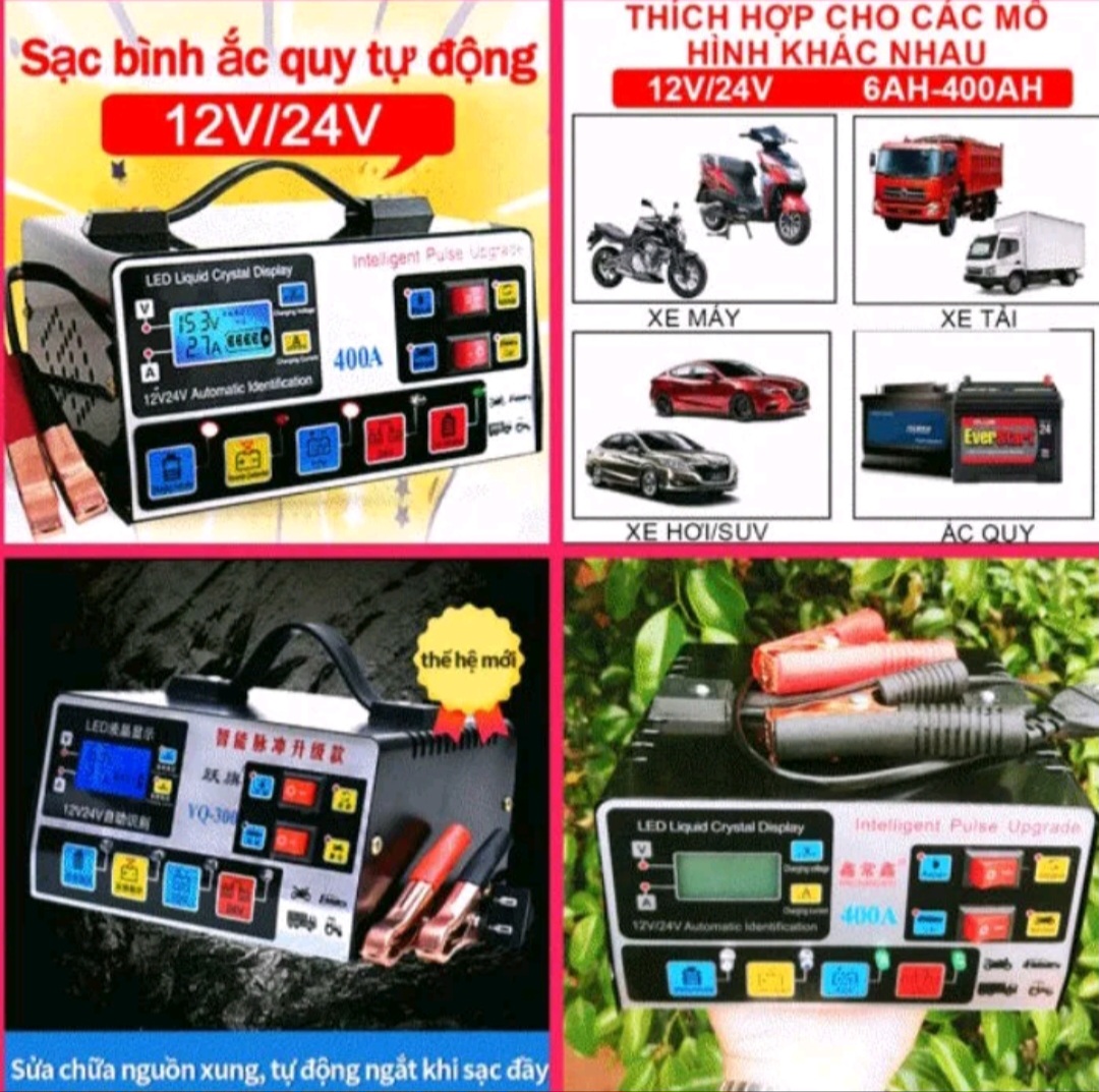 1 SẠC BÌNH ẮC QUY 12V-24V 400A SẠC 150A CHỐNG NGƯỢC CHẬP CHẬP