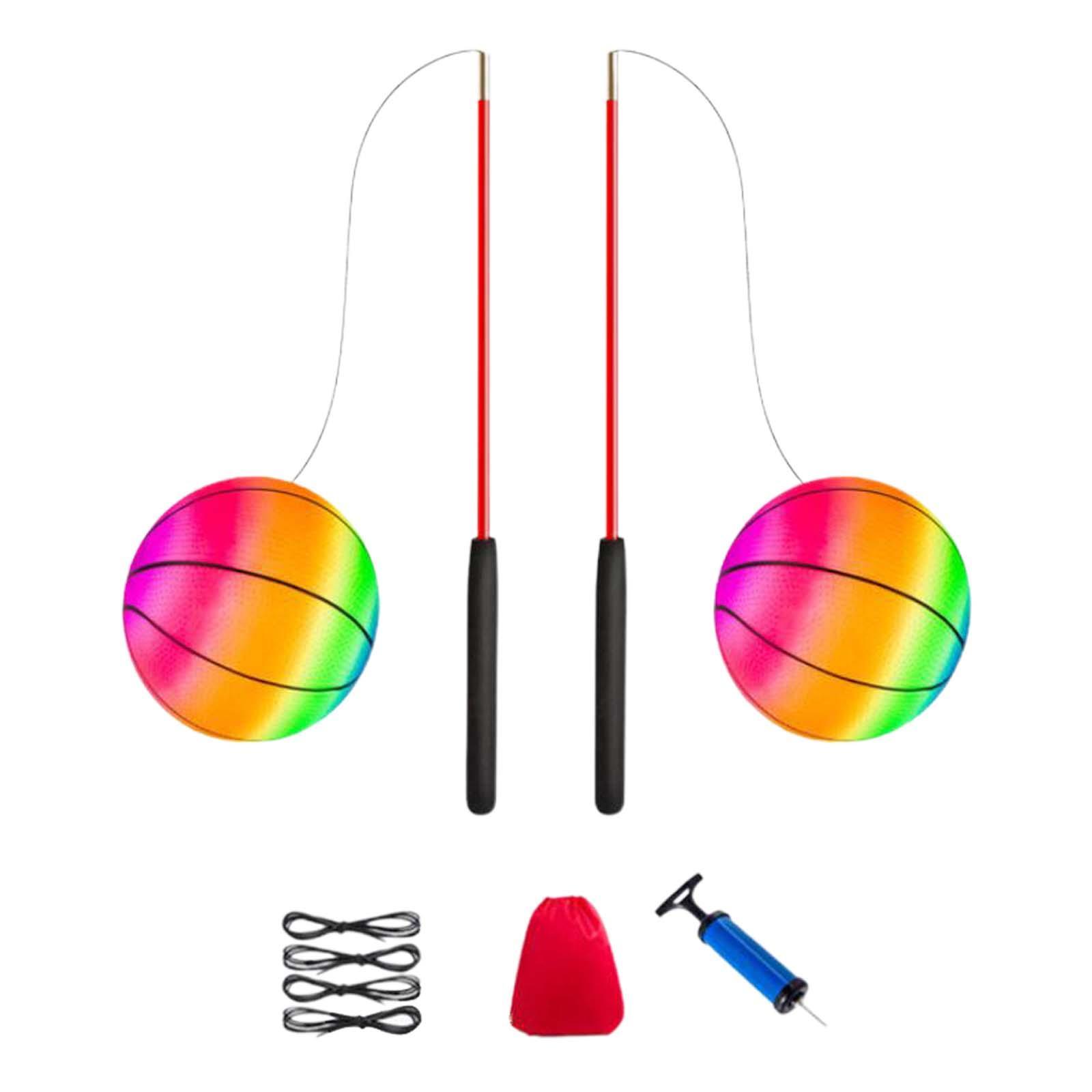 Fitness Ball Exercise Ball Gym Tennis Training with Rod Sports Hand Throwing Ball Arm Swing Balls for Children Adults Middle Aged and Elderly