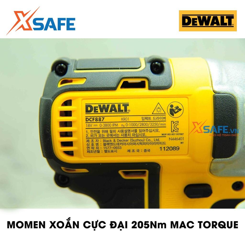 Máy vặn vít động lực dùng pin DEWALT DCF887M2 Tặng kèm 1 sạc, 2 pin 4A.h, 1 vali Máy dùng pin 18V chính hãng