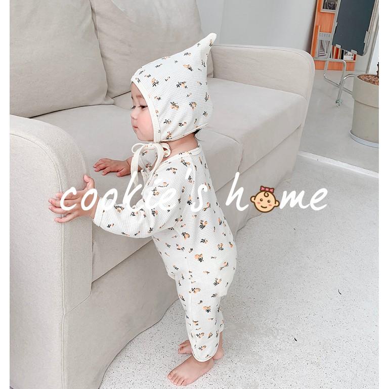 Body korea dài taytrắng/ hoạ tiết hoa  body ngủ không tất trắng cotton mùa hè cho bé sơ sinh đến 18 tháng