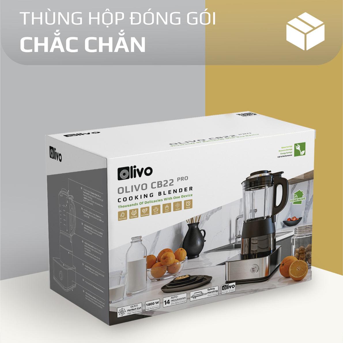 [HÀNG CHÍNH HÃNG] Olivo CB22 Pro Siêu Phẩm Máy Làm Sữa Hạt Cao Cấp - 14 Chức Năng, Xay Cực Êm, Vệ Sinh Khử Khuẩn Thông Minh - Thương Hiệu Mỹ