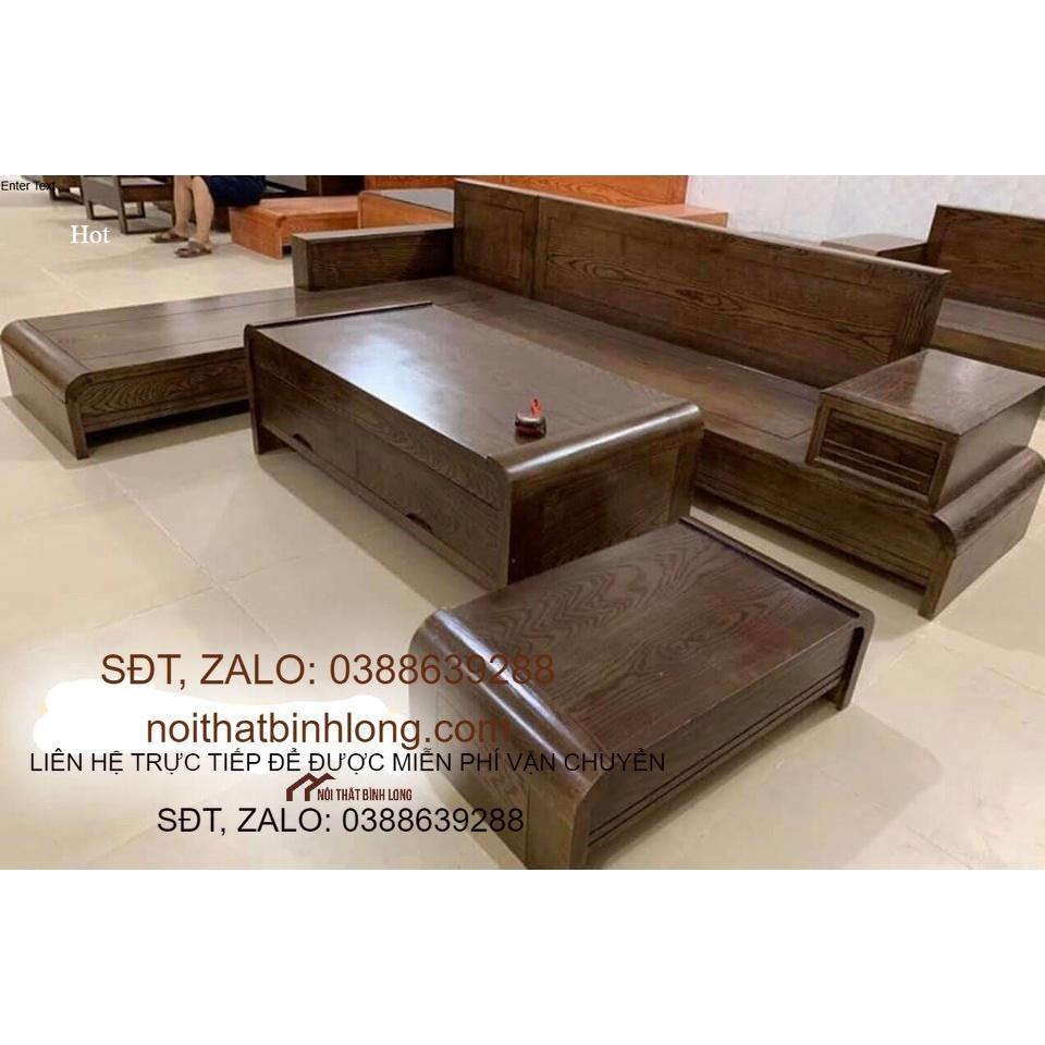 Bộ bàn ghế phòng khách gỗ sồi 2m7 x 2m màu óc chó