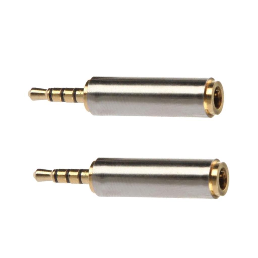 2 Pieces Headphone Adapter 2.5mm Male to 3.5mm Female Connector 2.5mm to 3.5mm Male to Female Jack Socket AUX